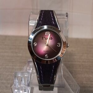 Mudd Purple Face Silver Tone Quartz Wrist Watch